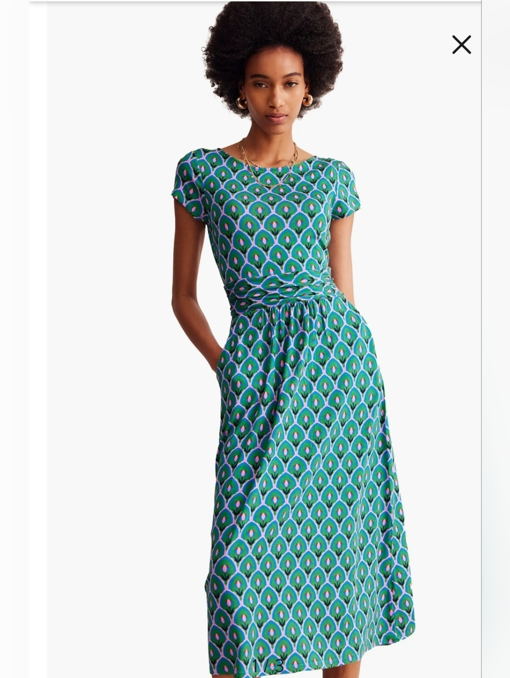 Boden Geometric Amelie Tulip Print Midi Dress Size 20R NWT - Picture 2 of 16
